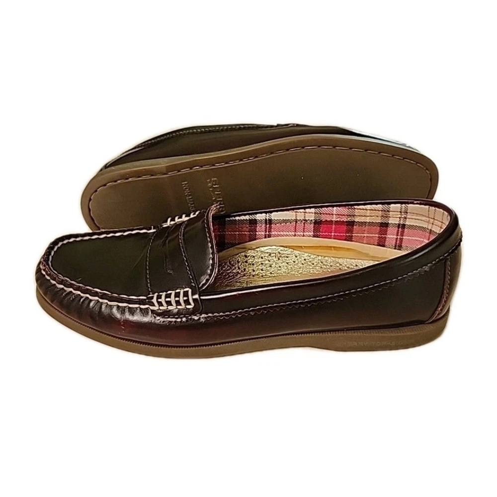 Sperry Women's Burgundy Leather Hayden Penny Loafer Whip Stitch Flats Size 9.5